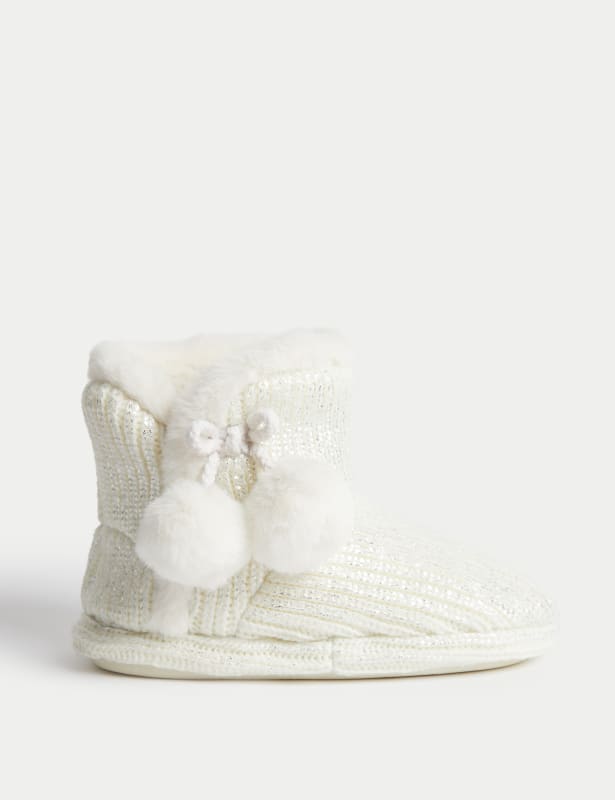 Kids' Pom Pom Slipper Boots (4 Small - 6 Large)