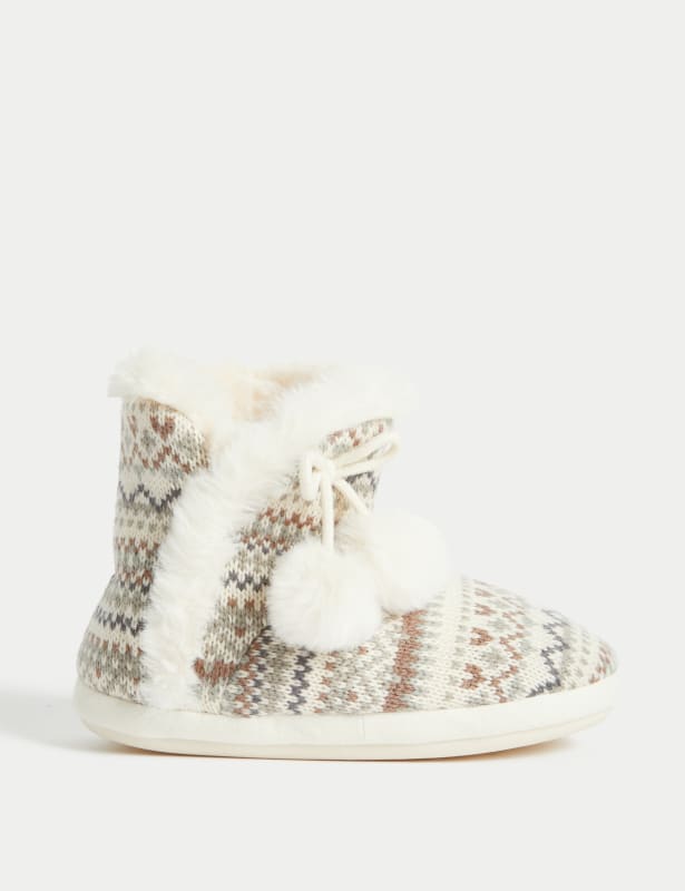 Kids' Pom Pom Slipper Boots (4 Small - 6 Large)