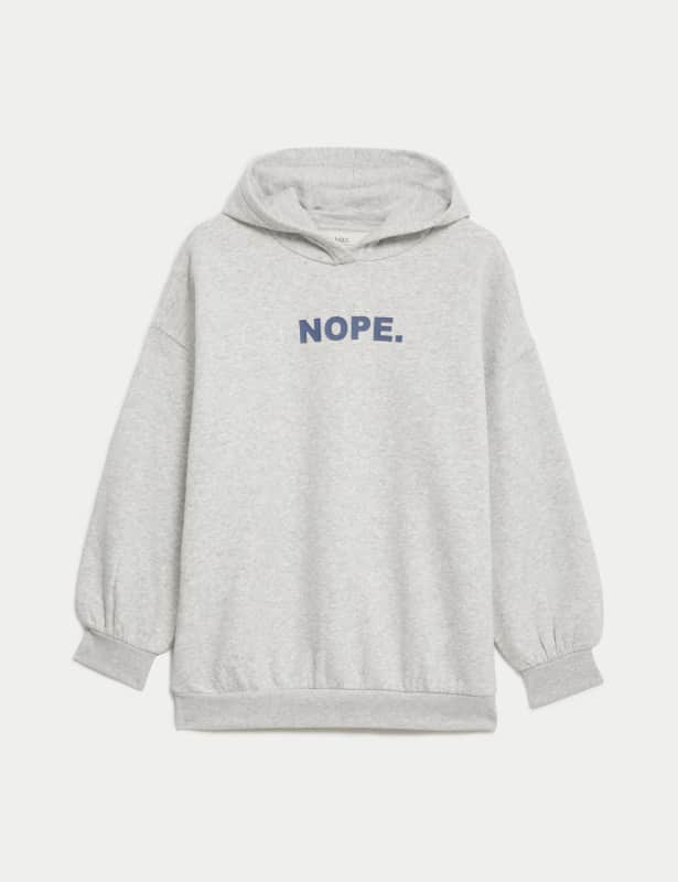 Cotton Rich Nope Slogan Hoodie (6-16 Yrs)