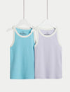 2pk Cotton Rich Ribbed Vest Tops (6-16 Yrs)