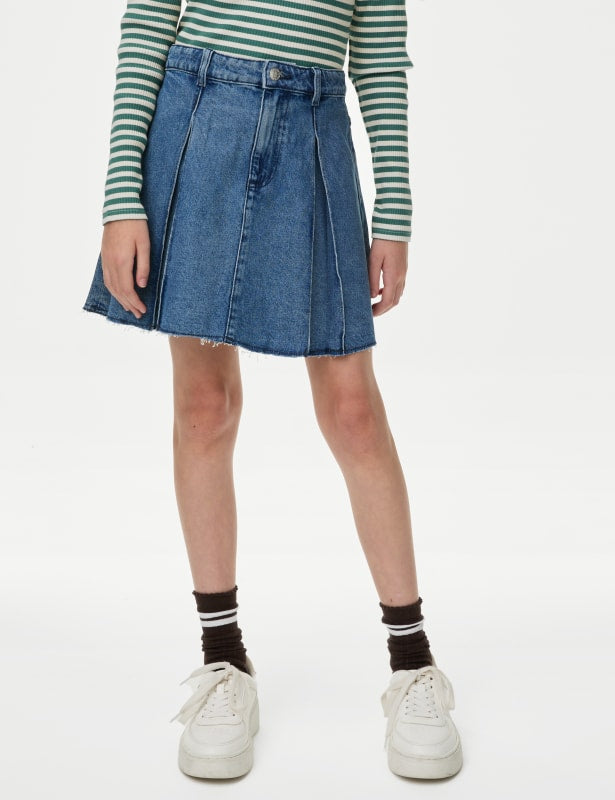 Denim Pleated Skirt (6-16 Yrs)