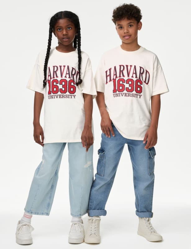 Pure Cotton Harvard Slogan T-Shirt (6-16 Yrs)