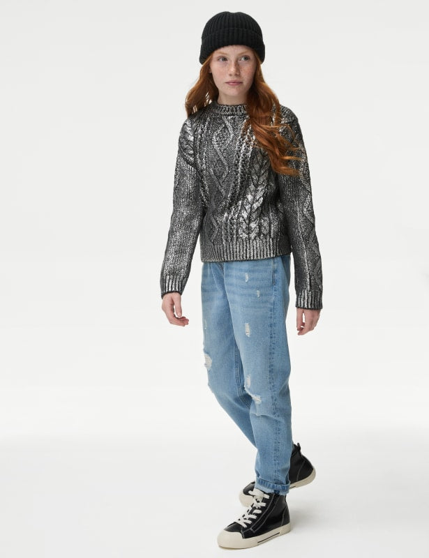 Foil Cable Knit Jumper (6-16 Yrs)