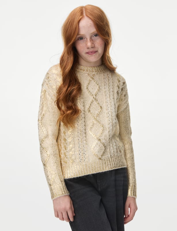 Foil Cable Knit Jumper (6-16 Yrs)