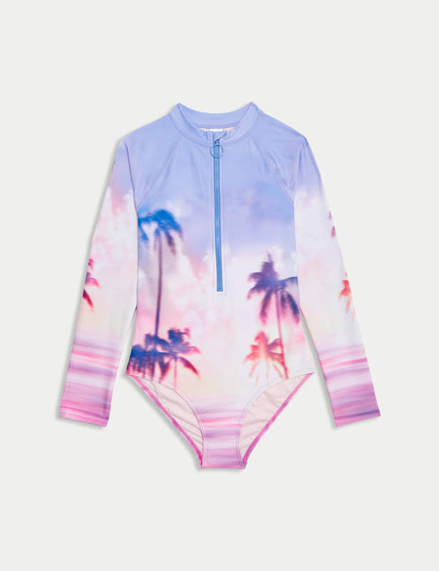 Sunset Print Long Sleeve Swimsuit (6-16 Yrs)