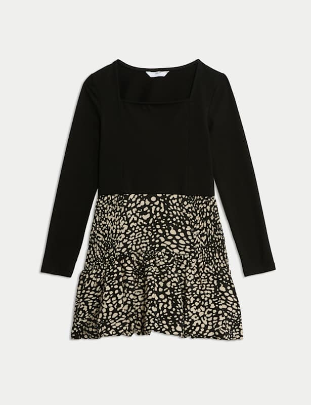 Cotton Rich Animal Print Puff Ball Dress (6-16 Yrs)