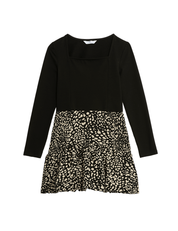 Cotton Rich Animal Print Puff Ball Dress (6-16 Yrs)