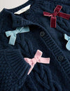 Bow Appliqué Cable Knit Cardigan (2-8 Yrs)