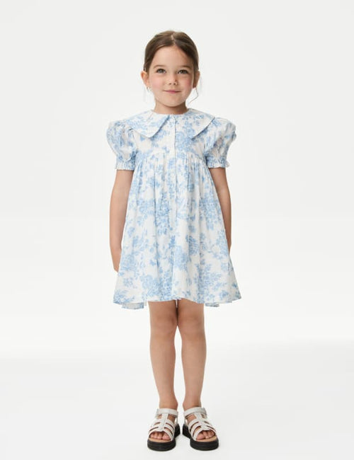 Pure Cotton Floral Dress (2-8 Yrs)