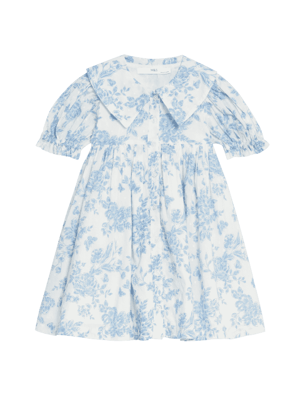 Pure Cotton Floral Dress (2-8 Yrs)