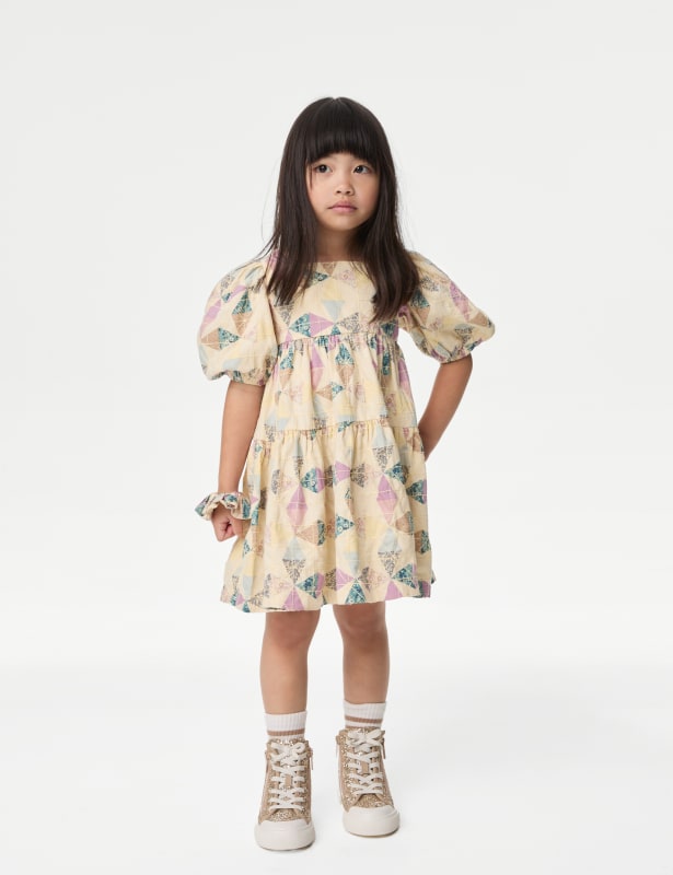 2pc Pure Cotton Patchwork Dress & Scrunchie (2-8 Yrs)