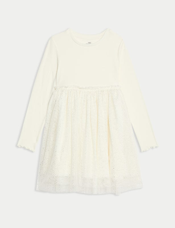 Cotton Rich Tulle Glitter Dress (1-8 Yrs)