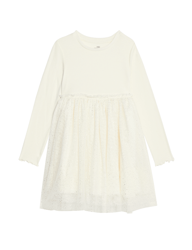 Cotton Rich Tulle Glitter Dress (1-8 Yrs)