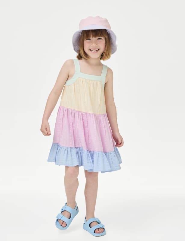 Pure Cotton Tiered Dress (2-8 Yrs)