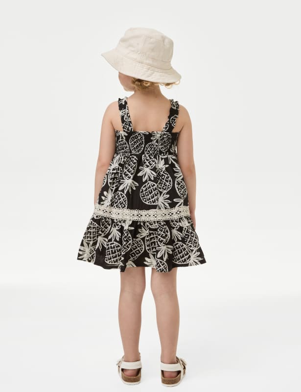 Pure Cotton Pineapple Print Dress (2-8 Yrs)