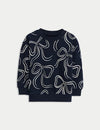 Cotton Rich Bow Print Sweatshirt (2-8 Yrs)