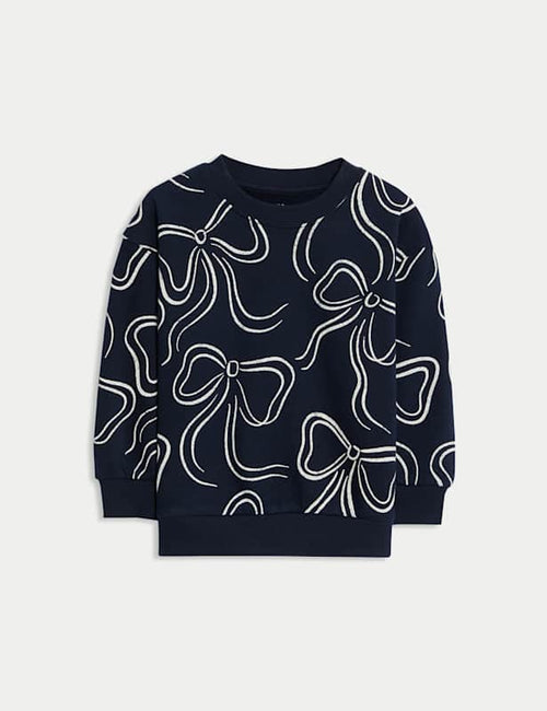 Cotton Rich Bow Print Sweatshirt (2-8 Yrs)