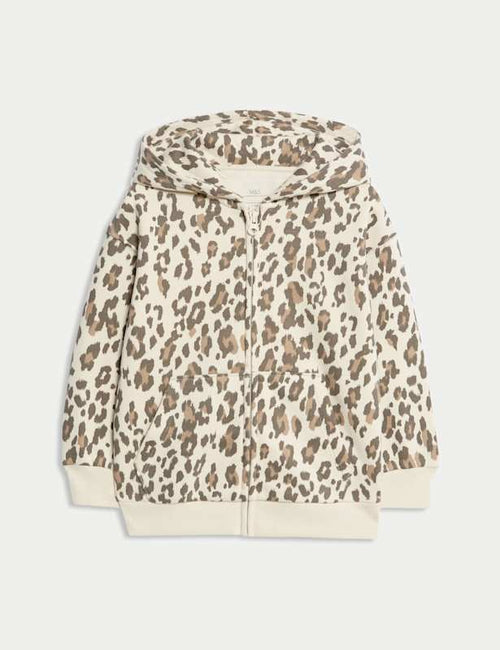 Cotton Rich Leopard Zip Hoodie (2-8 Yrs)
