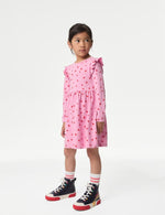 Pure Cotton Heart Frill Sleeve Dress (2-8 Yrs)