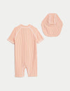 2pc Seersucker Swimsuit and Hat Set (2-8 Yrs)