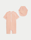 2pc Seersucker Swimsuit and Hat Set (2-8 Yrs)