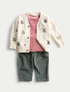 3pc Cotton Blend Christmas Cardigan Outfit (0-3 Yrs)