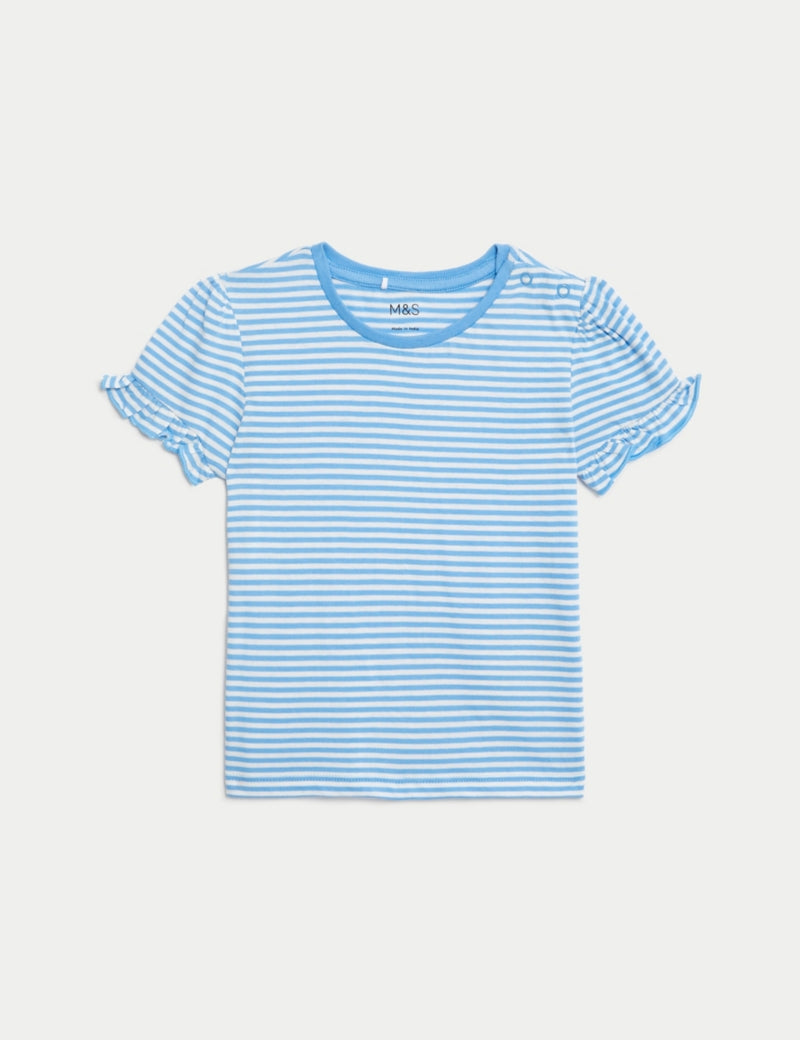 2pk Pure Cotton Striped & Floral T-Shirts (0-3 Yrs)
