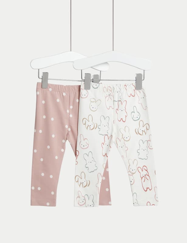 2pk Cotton Rich Printed Leggings (0-3 Yrs)