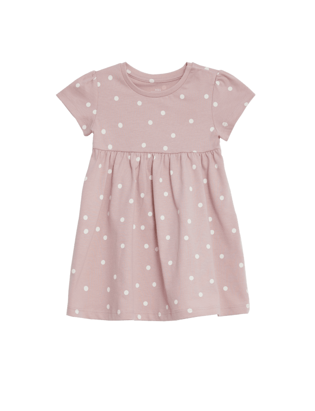 Pure Cotton Spot Dress (0-3 Yrs)