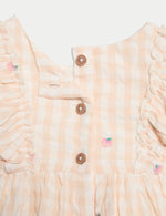 Pure Cotton Peach Gingham Dress (0 Mths-6 Yrs)