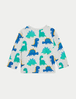 2pk Pure Cotton Dinosaur & Plain Tops (0-3 Yrs)