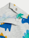 2pk Pure Cotton Dinosaur & Plain Tops (0-3 Yrs)