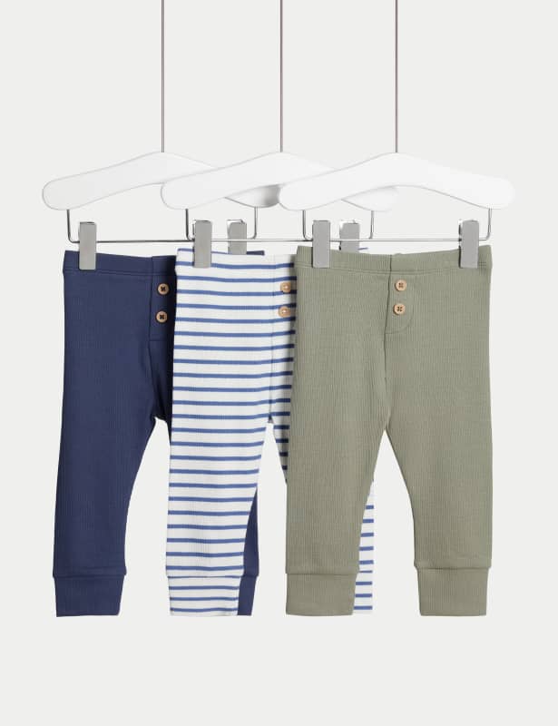 3pk Cotton Rich Striped Leggings (0-3 Yrs)