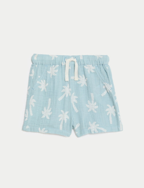 Pure Cotton Palm Tree Shorts (0-3 Yrs)