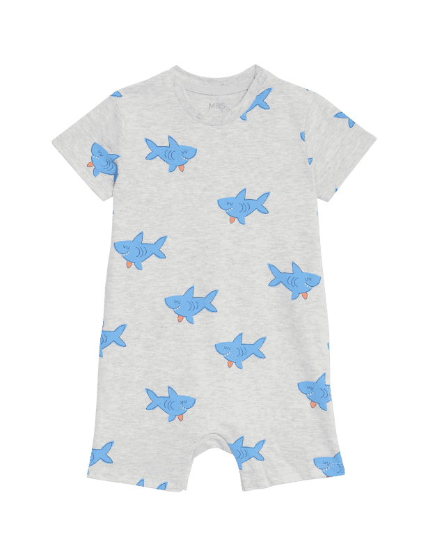 Pure Cotton Shark Romper (0-3 Yrs)