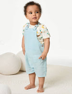 2pc Cotton Rich Dinosaur Bibshort Outfit (0-3 Yrs)