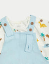 2pc Cotton Rich Dinosaur Bibshort Outfit (0-3 Yrs)