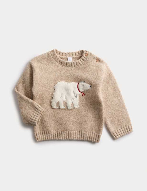 Cotton Rich Polar Bear Knitted Jumper (0 Mths-6 Yrs)