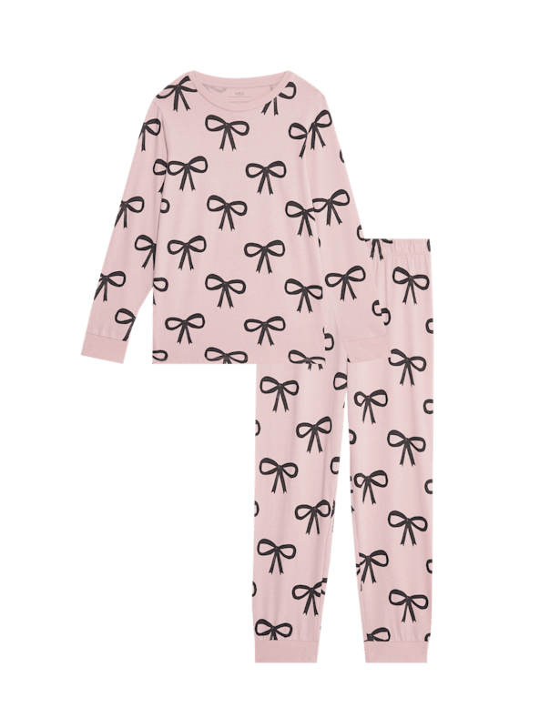 Pure Cotton Bow Print Pyjamas (1-14 Yrs)