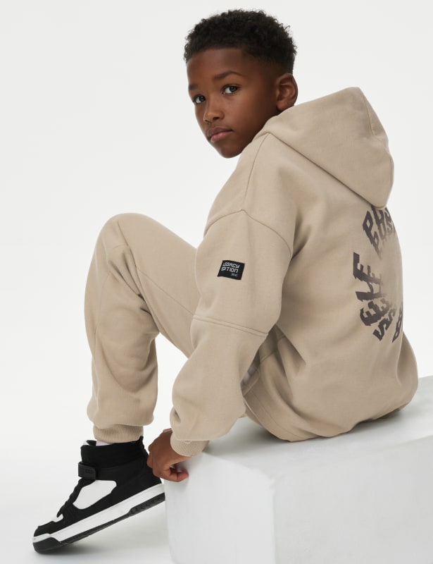 Cotton Rich Half Zip Slogan Hoodie (6-16 Yrs)