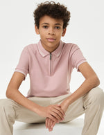 Pure Cotton Half Zip Polo Shirt (6-16 Yrs)