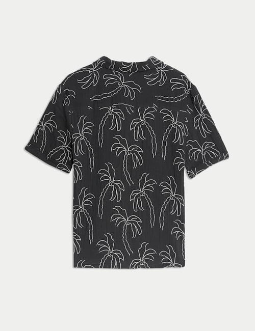Pure Cotton Textured Palm Tree Shirt (2-16 Yrs)