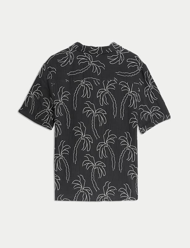 Pure Cotton Textured Palm Tree Shirt (2-16 Yrs)