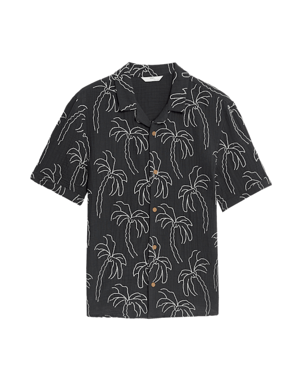 Pure Cotton Textured Palm Tree Shirt (2-16 Yrs)