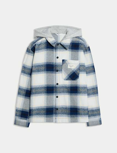 Cotton Rich Checked Hooded Shirt (6-16 Yrs)