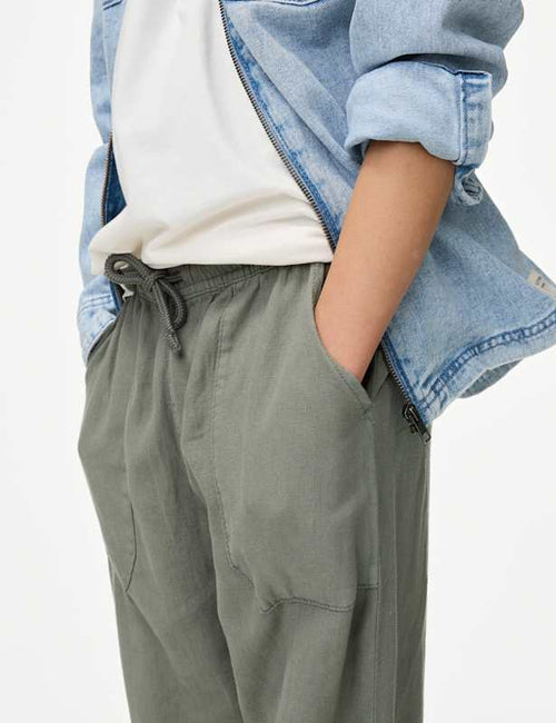 Linen Rich Cuffed Trousers (6-16 Yrs)