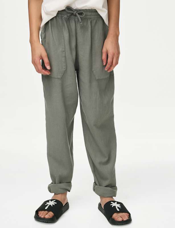 Linen Rich Cuffed Trousers (6-16 Yrs)