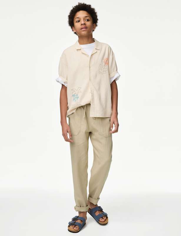 Linen Rich Cuffed Trousers (6-16 Yrs)