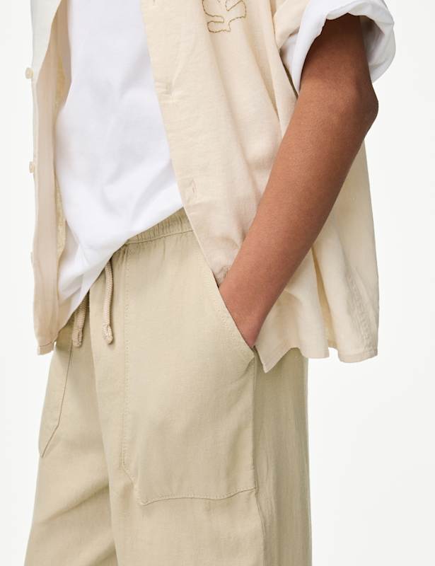 Linen Rich Cuffed Trousers (6-16 Yrs)