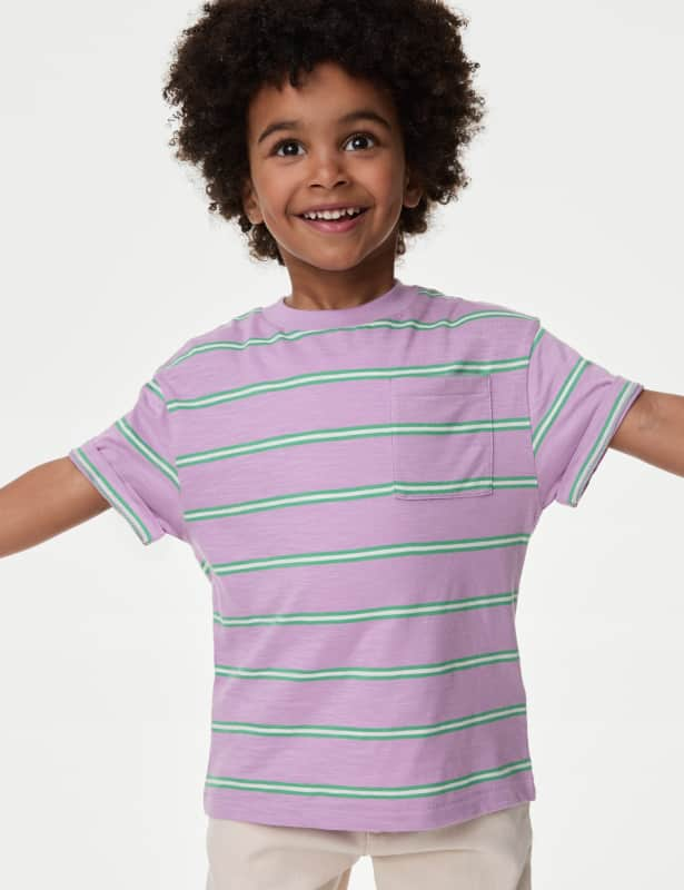 Pure Cotton Striped T-Shirt (2-8 Yrs)